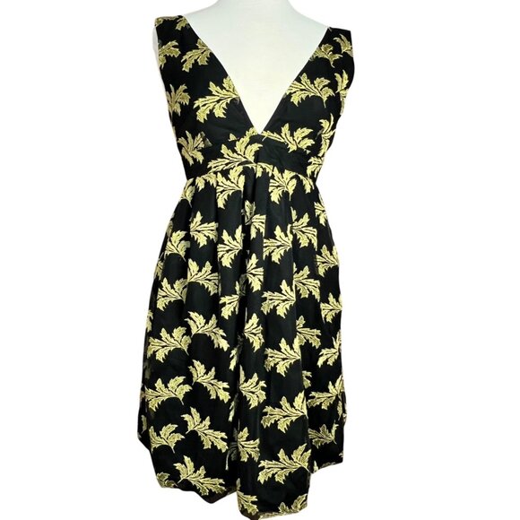 See By Chloé Black & Gold Embroidered Sleeveless Dress Women Size 6 V-Neck Elega - Picture 2 of 14